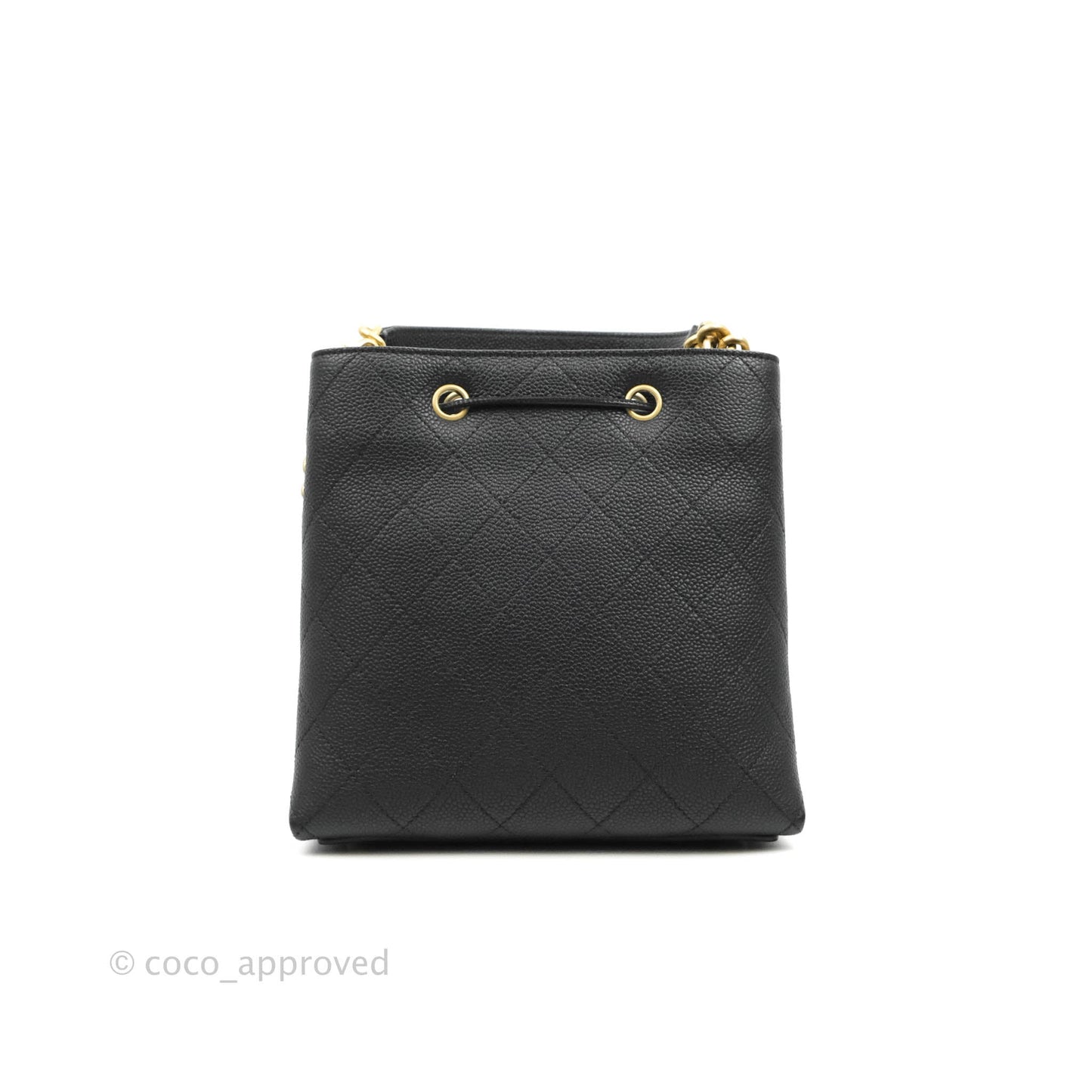 Chanel Black Grained Calfskin Drawstring Bucket Bag