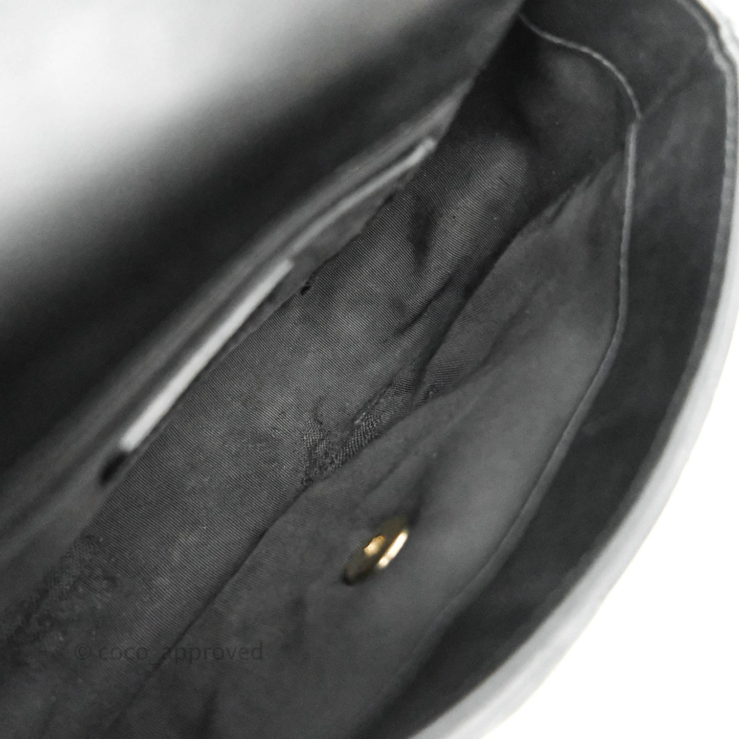 Chanel Logo Pearl Chain Flap Bag Black Lambskin Gold Hardware