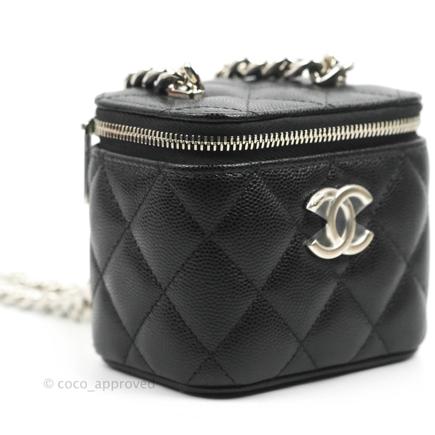 Chanel Mini Vanity With Coco Chain Black Caviar Silver Hardware