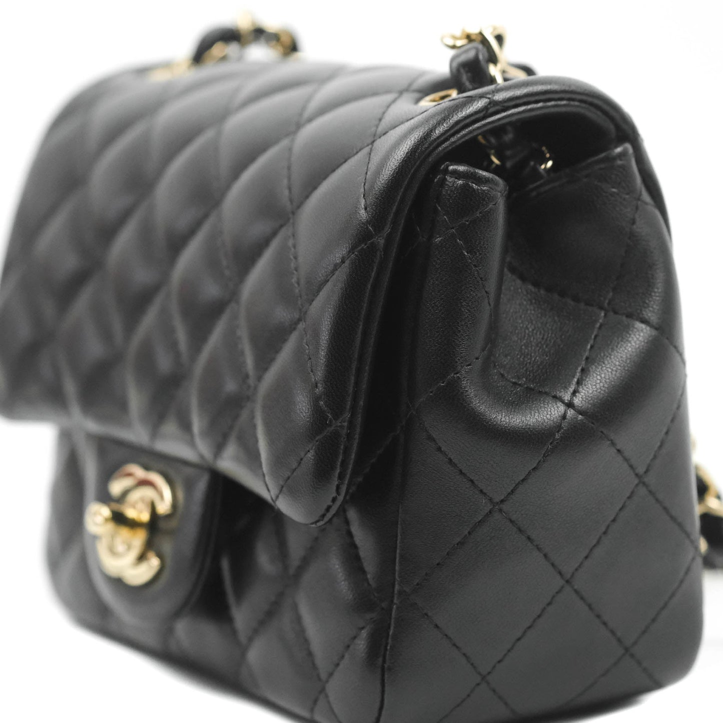 Chanel Mini Square Black Lambskin Gold Hardware