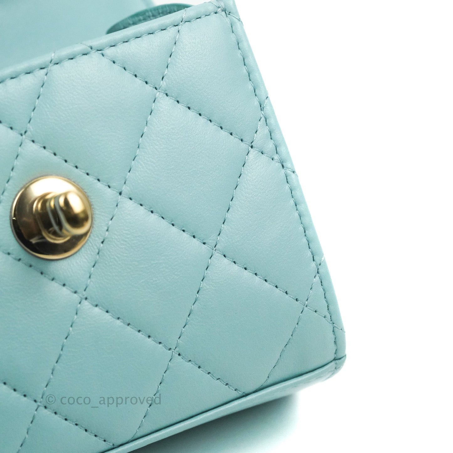 Chanel Mini Quilted Trendy CC Clutch With Chain Tiffany Blue Lambskin Gold Hardware