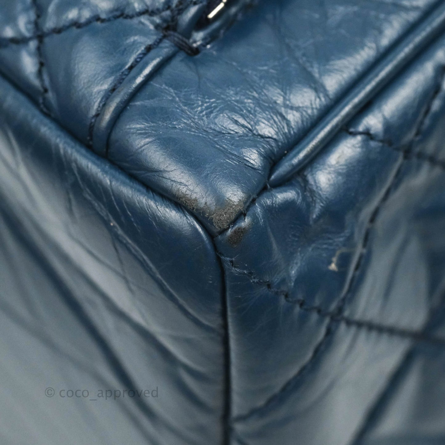 Chanel Drawstring Bucket Bag Dark Blue Aged Calfskin Silver Hardware