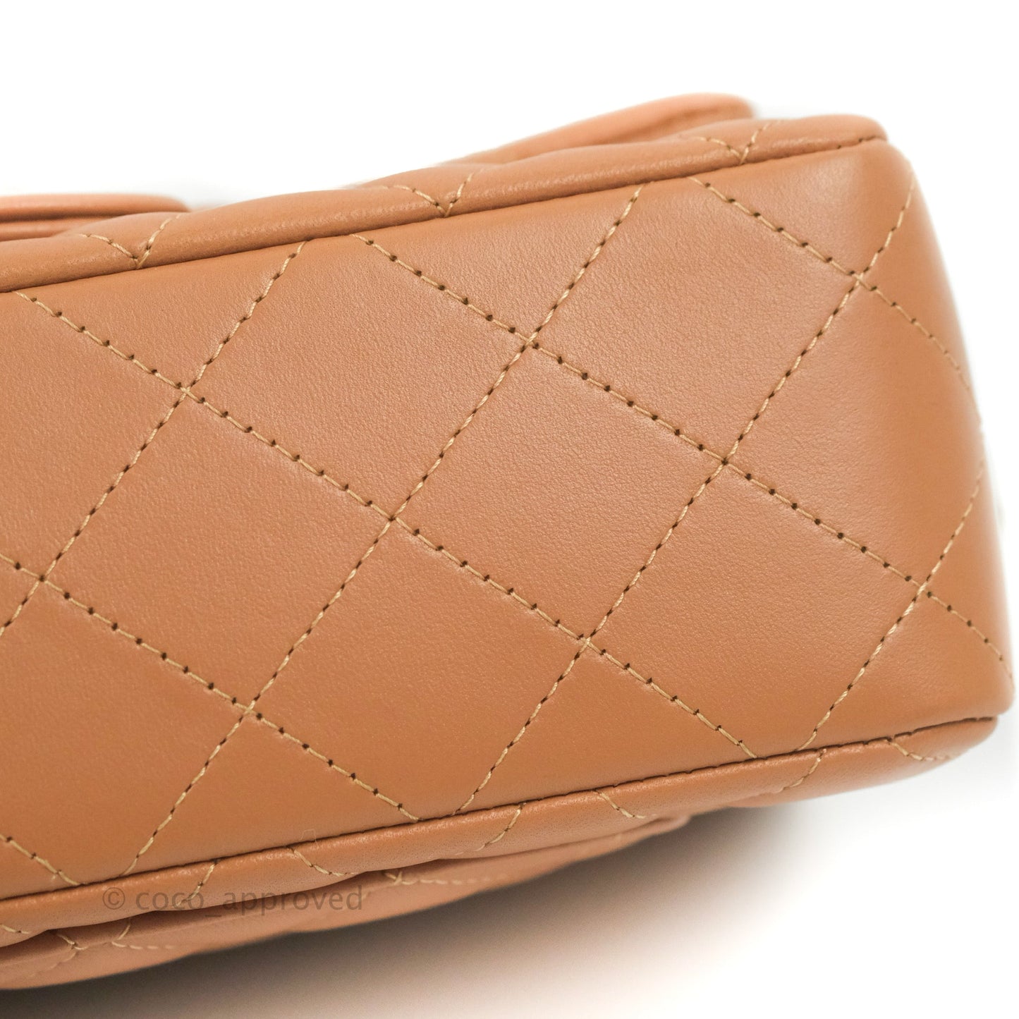 Chanel Quilted Mini Rectangular Flap Caramel Lambskin Gold Hardware 21P