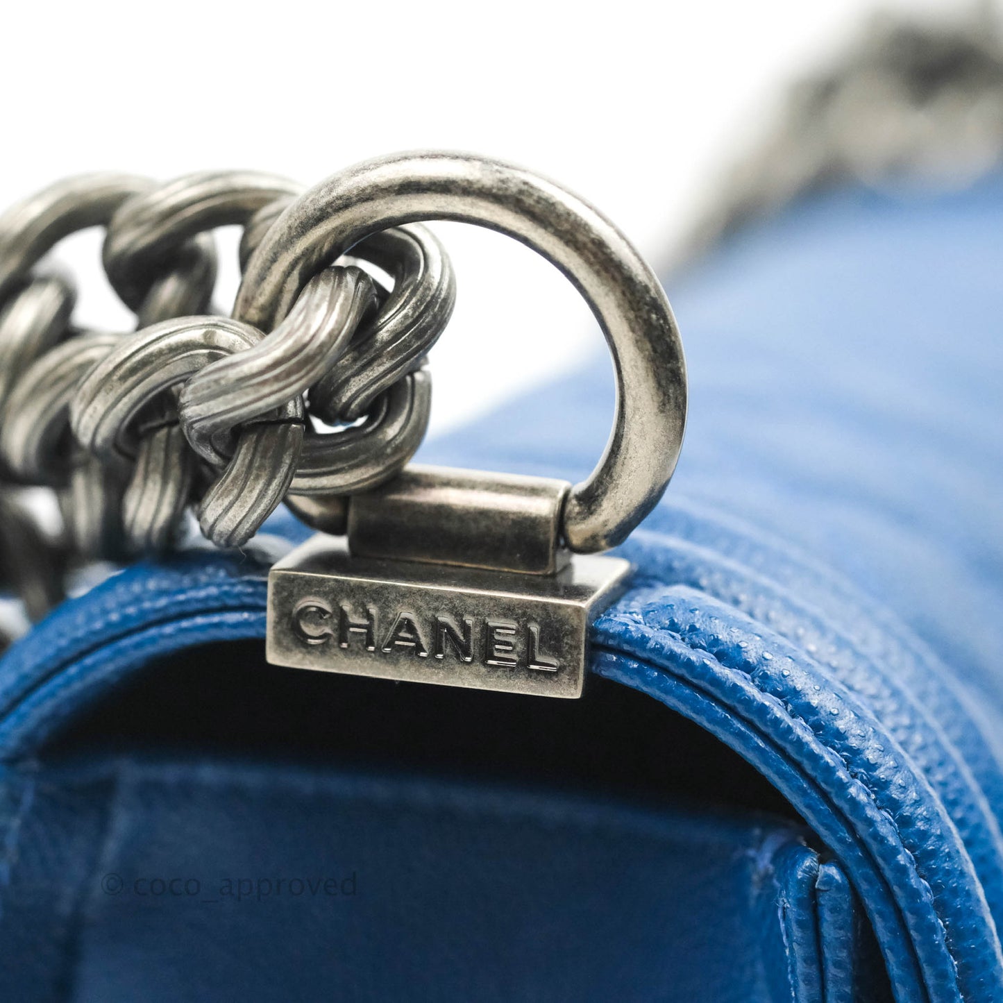 Chanel Quilted Medium Boy Blue Caviar Ruthenium Hardware