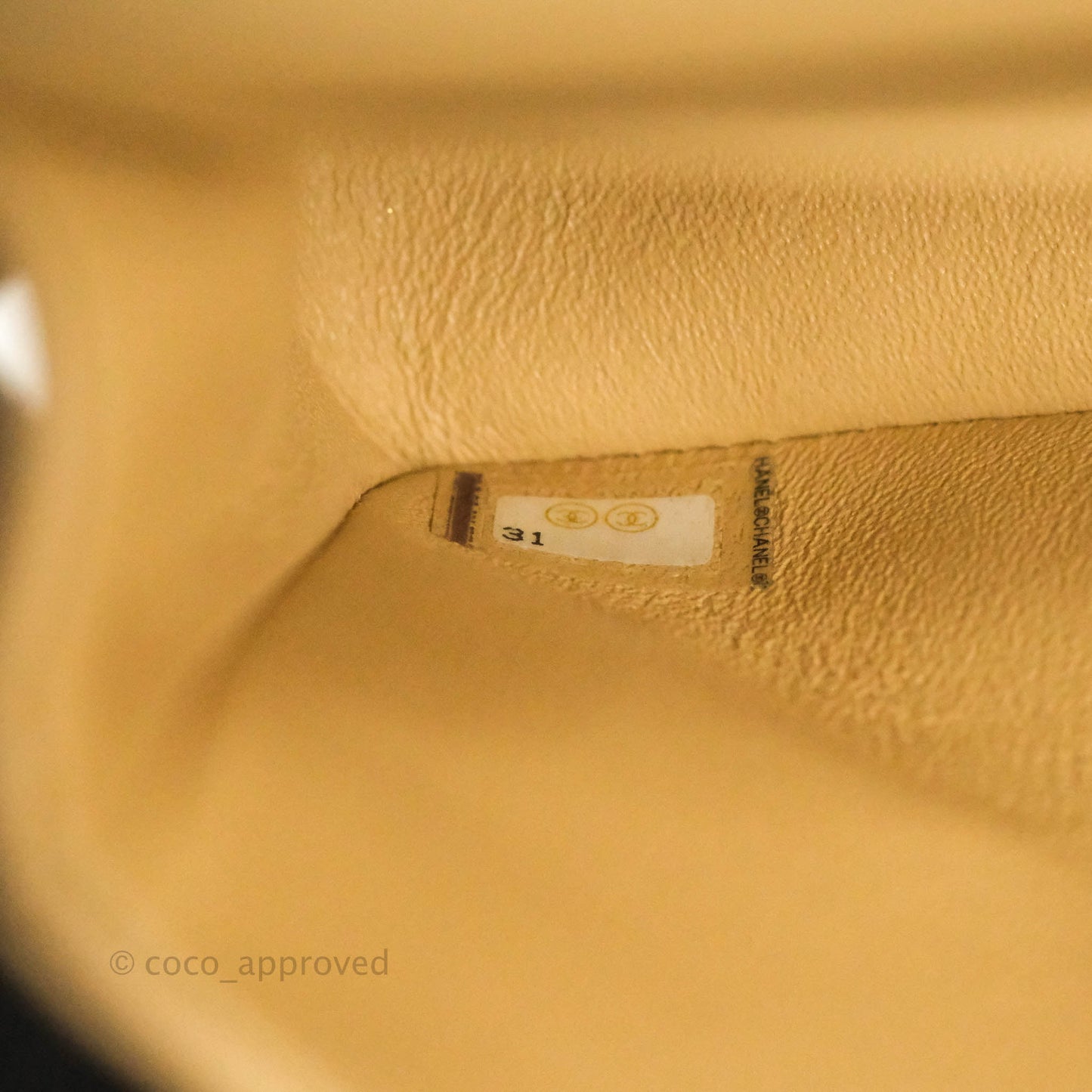 Chanel Classic M/L Medium Flap Quilted Beige Caviar Gold Hardware