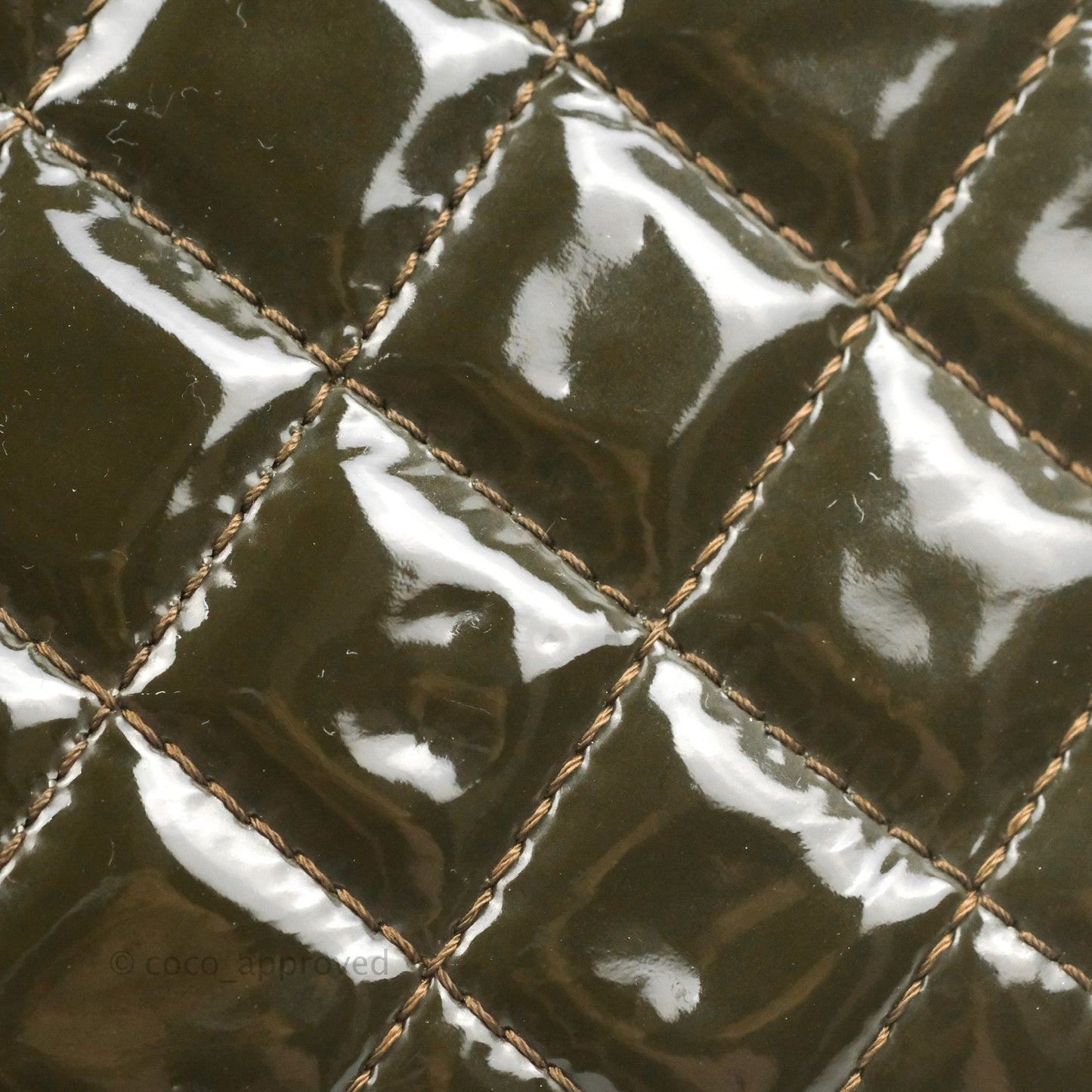 Chanel CC Tote Quilted Dark Green Patent Silver Hardware