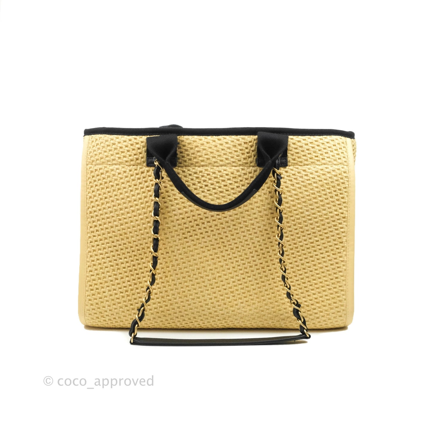 Chanel Large Deauville Tote Woven Chain Leather Logo 21S