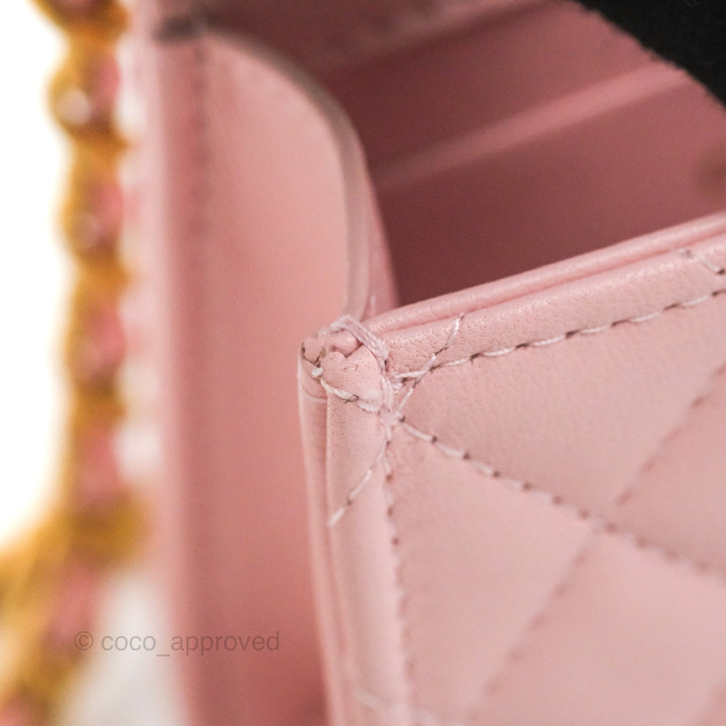 Chanel Enamel Top Handle Clutch with Chain Pink Lambskin Aged Gold Hardware