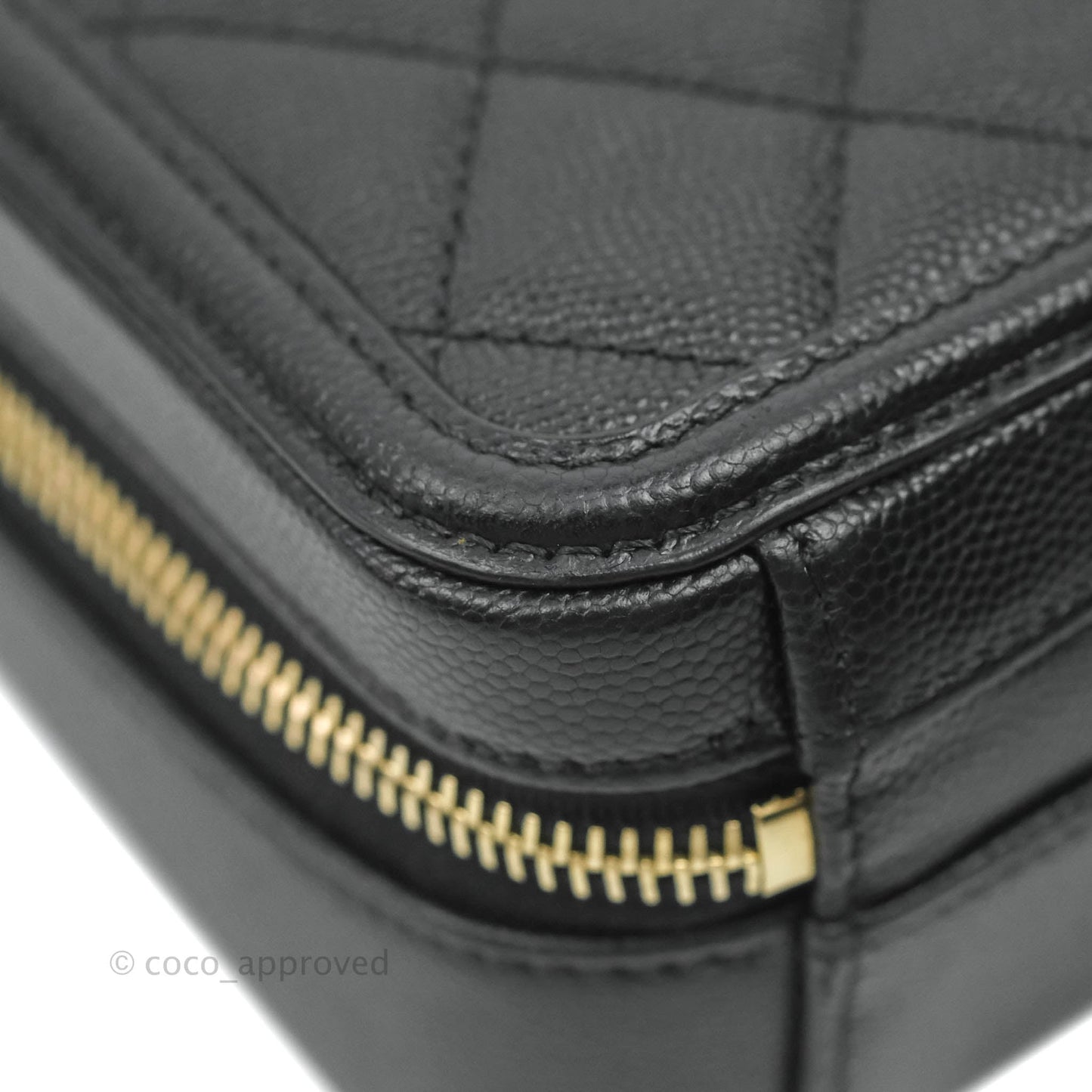 Chanel Quilted CC North South Filigree Vanity Case Black Caviar Gold Hardware