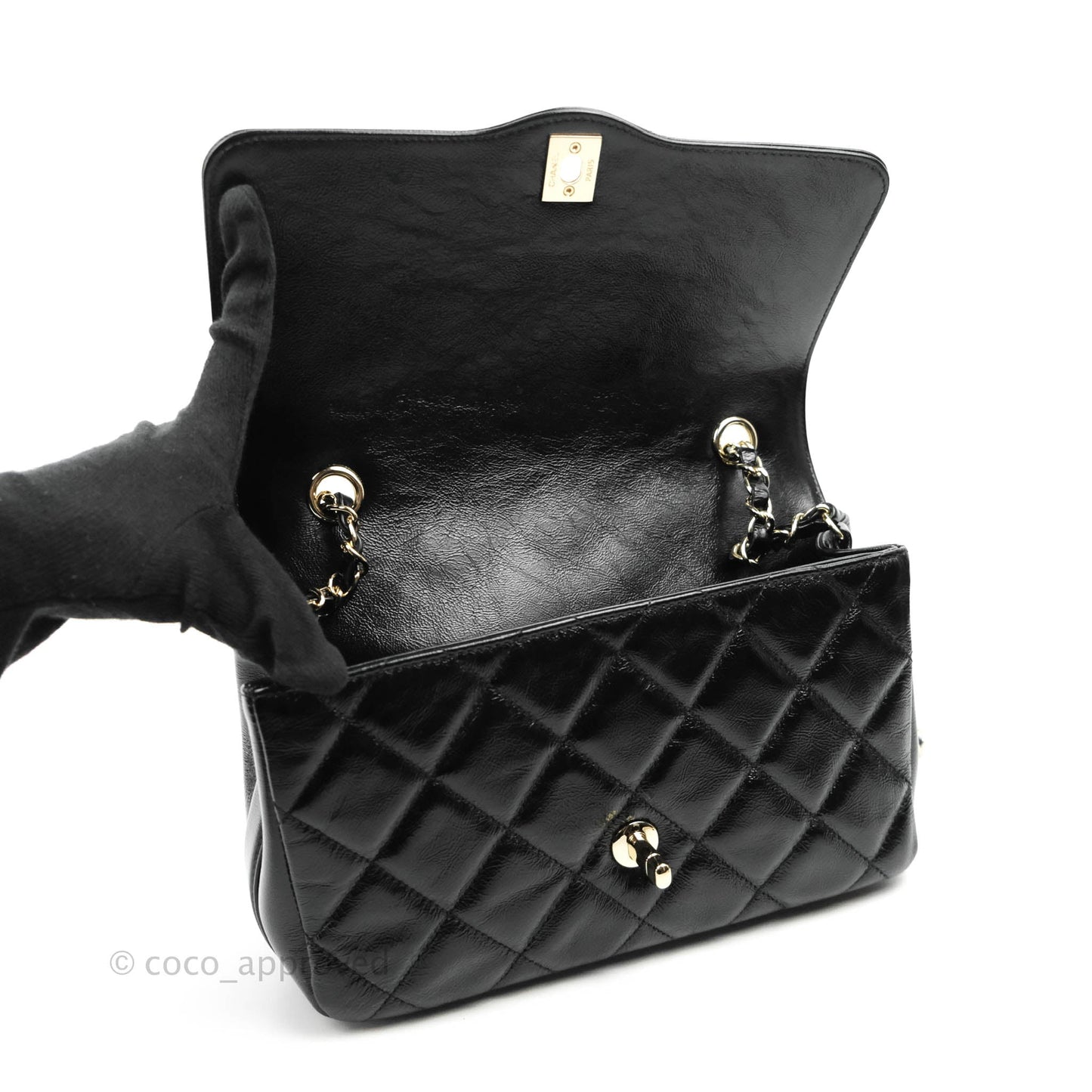 Chanel CC Flap Bag Quilted Shiny Aged Calfskin Gold Hardware