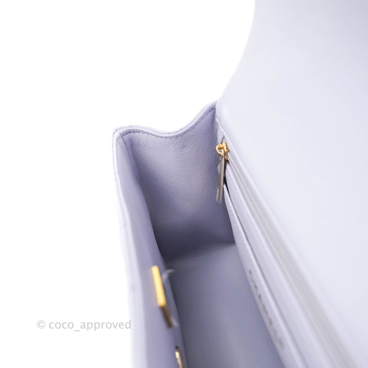 Chanel Top Handle Mini Rectangular Flap Bag Lilac Lambskin Aged Gold Hardware 21K