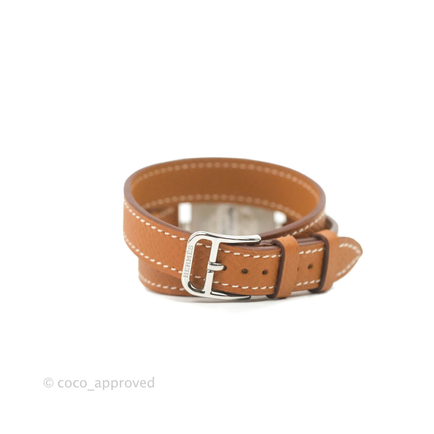Hermès Cape Cod Steel Watch in Gold Calfskin Strap