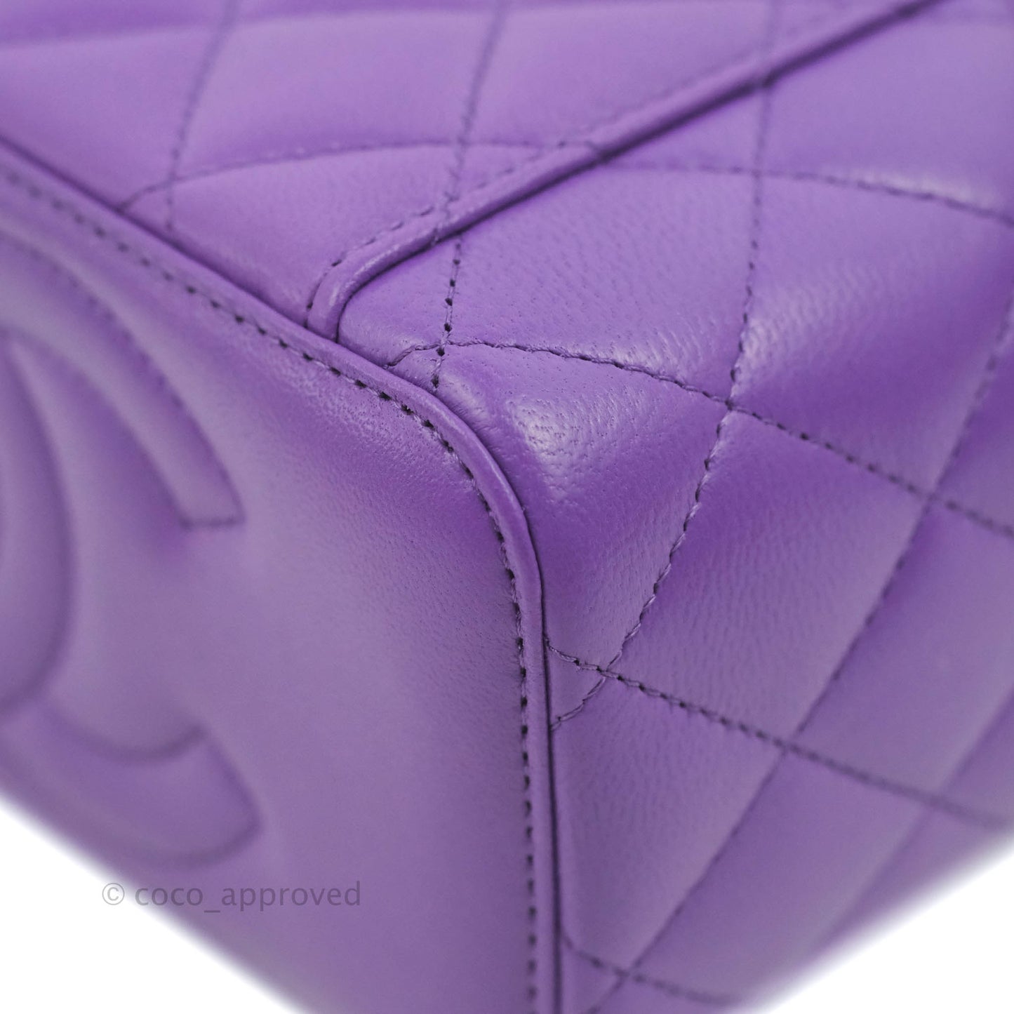 Chanel Vanity Rectangular Top Handle Purple Lambskin Gold Hardware