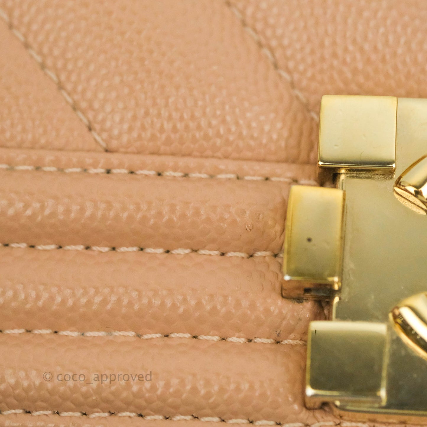 Chanel Small Chevron Boy Dark Beige Caviar Gold Hardware
