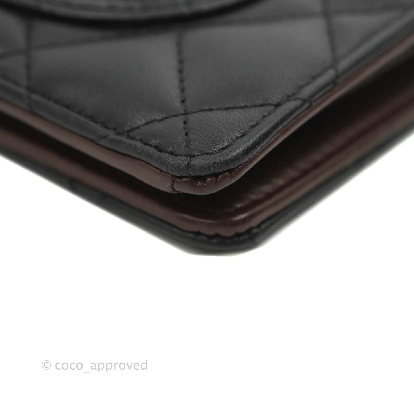 Chanel Quilted Flap Long Wallet Black Lambskin Silver Hardware