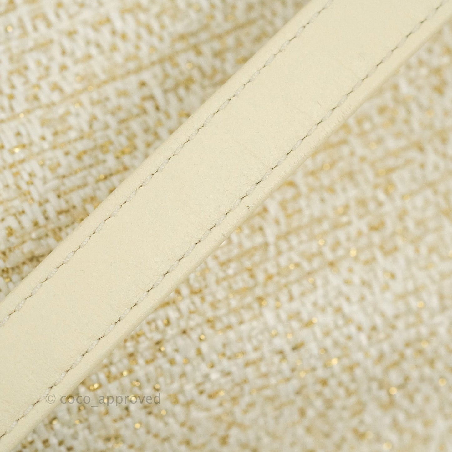 Chanel Large Deauville Ivory/Gold Canvas Gold Hardware