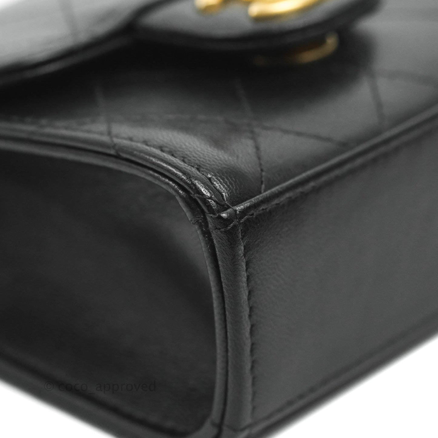 Chanel Mini Chic Pearls Flap Black Goatskin Gold Hardware