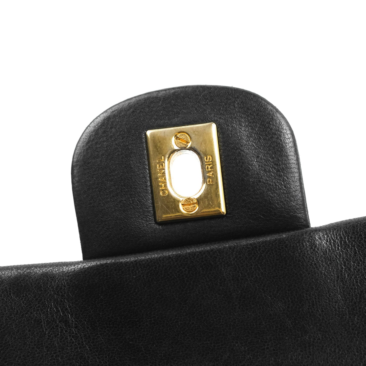 Chanel Vintage Square Flap Bag Black Lambskin 24K Gold Hardware