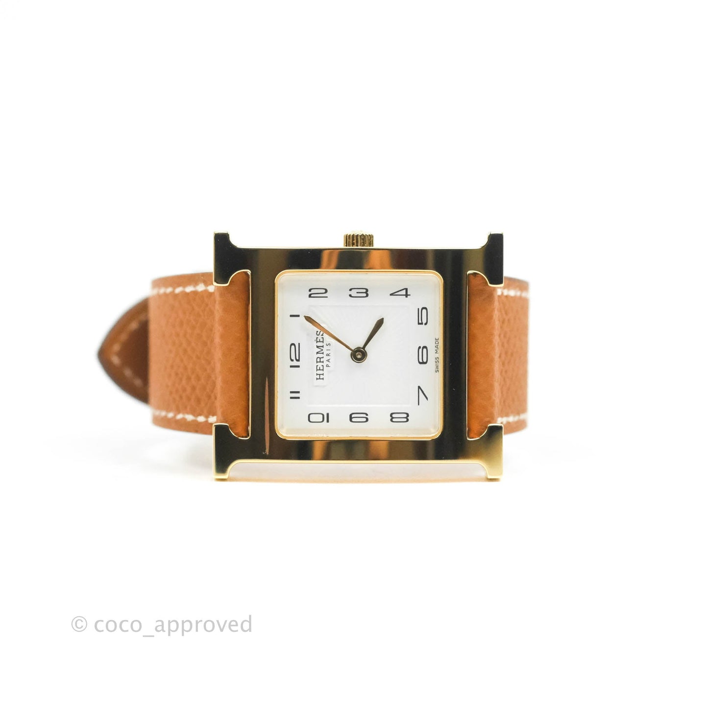 Hermès Heure H PM Watch Gold Epsom Gold Hardware