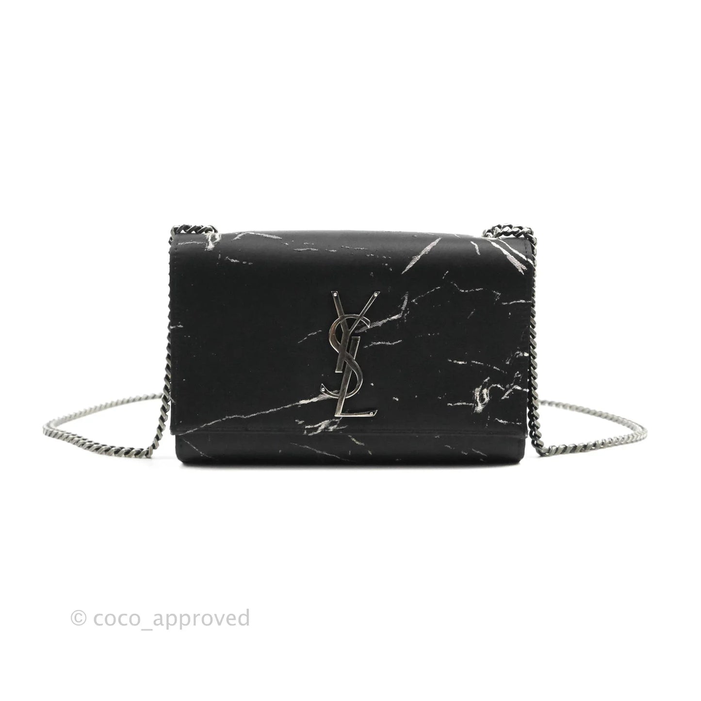 Saint Laurent Small Kate Marbled Stain Chain Bag Black Ruthenium Hardware