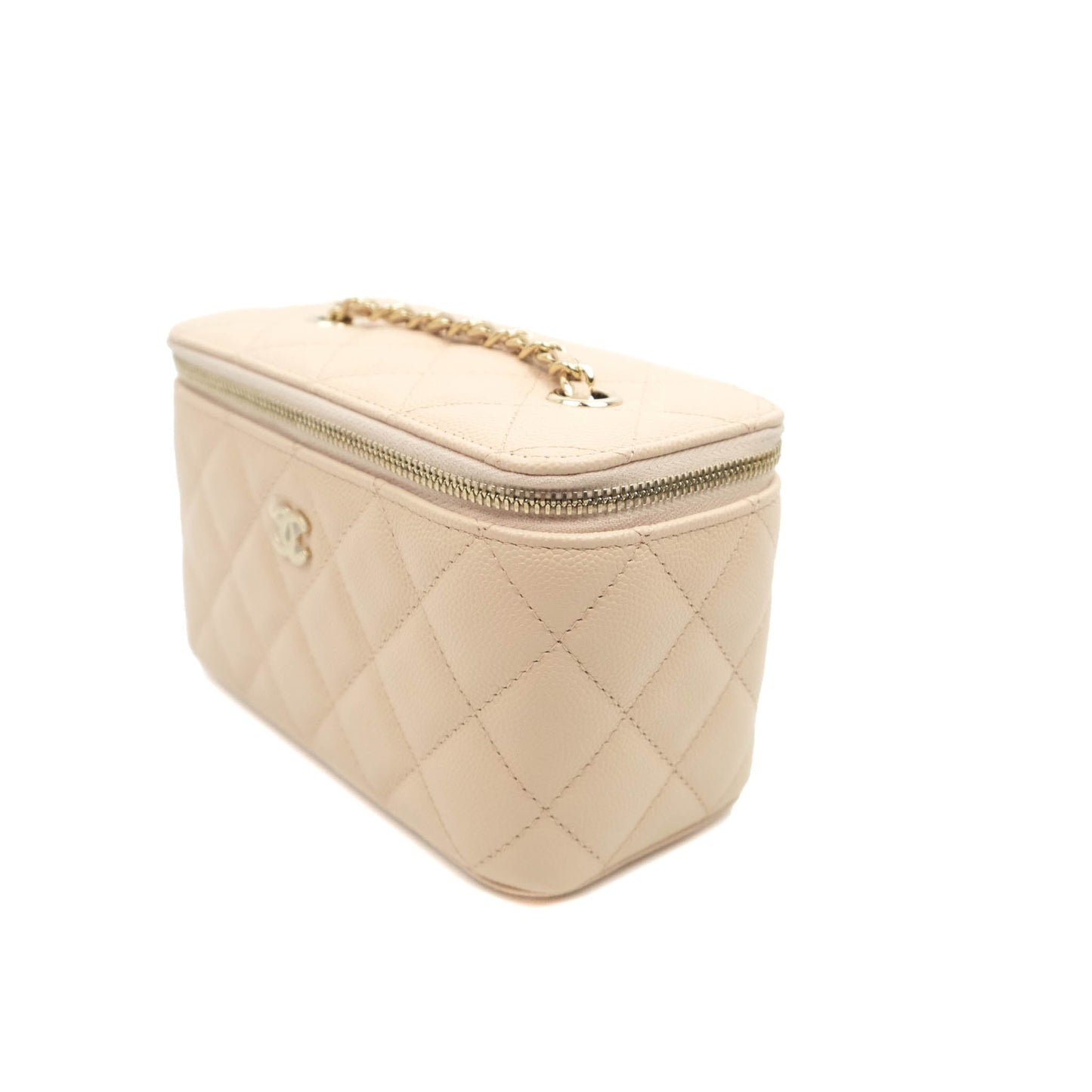 Chanel Vanity with Classic Chain Light Beige Caviar Gold Hardware 22C