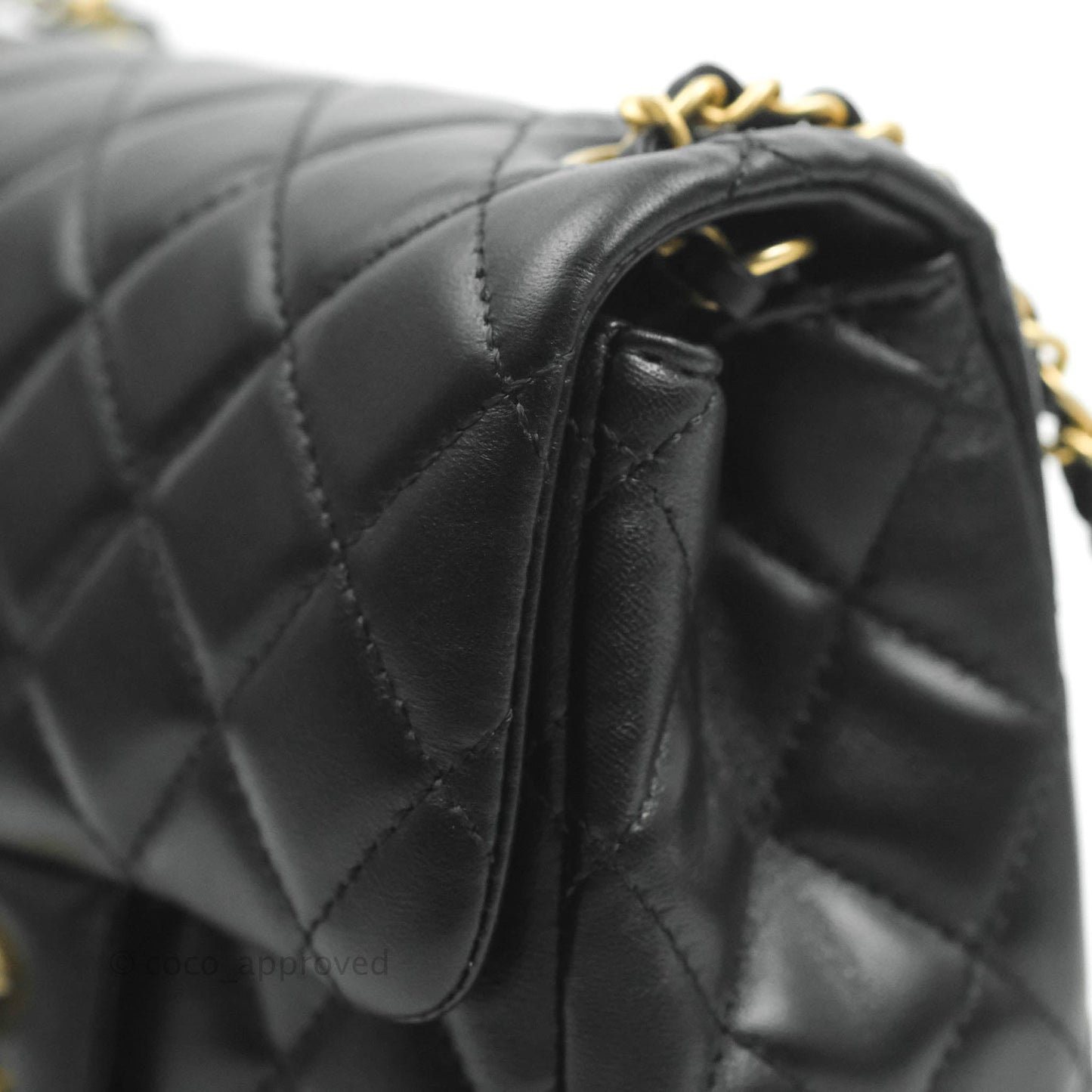 Chanel Romance Mini Square Flap Black Lambskin Aged Gold Hardware