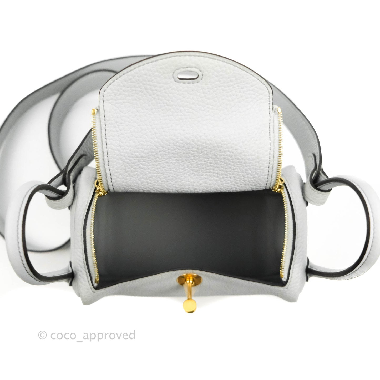 Hermès Mini Lindy 20 Blue Pale Clemence Gold Hardware