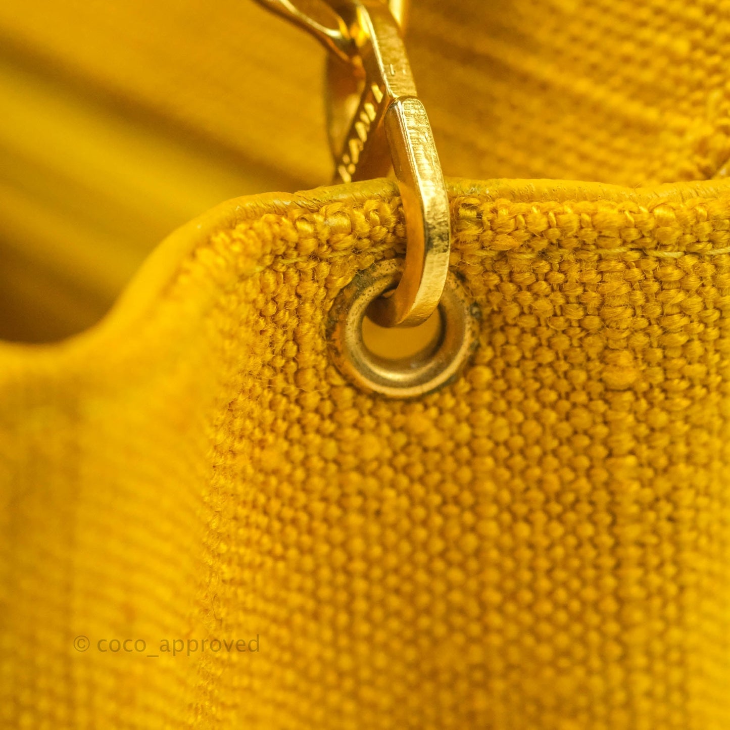 Chanel Vintage Small Classic Diana Flap Bag Yellow Linen Fabric 24K Gold Hardware