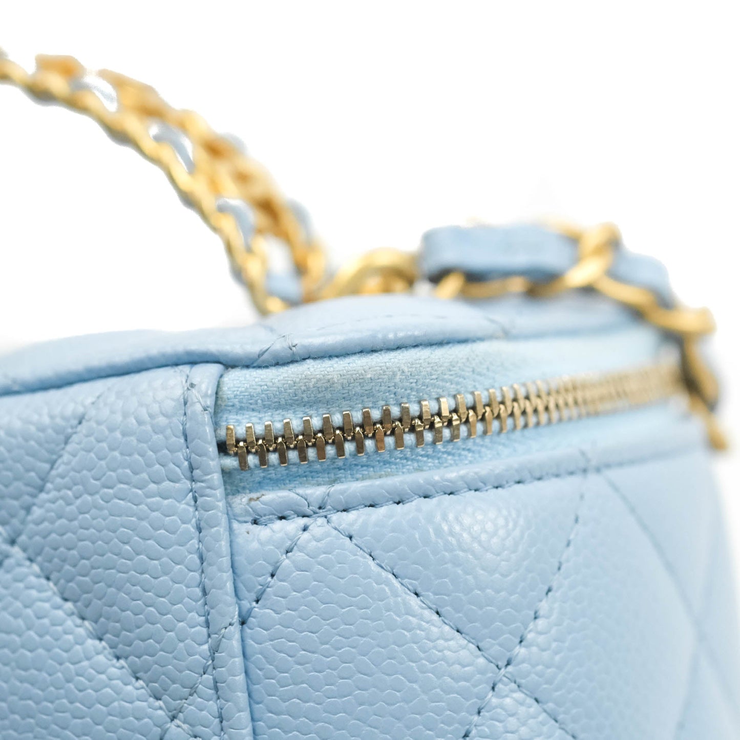 Chanel Vanity Rectangular with Top Handle Pick Me Up Blue Caviar Aged Gold Hardware 22S