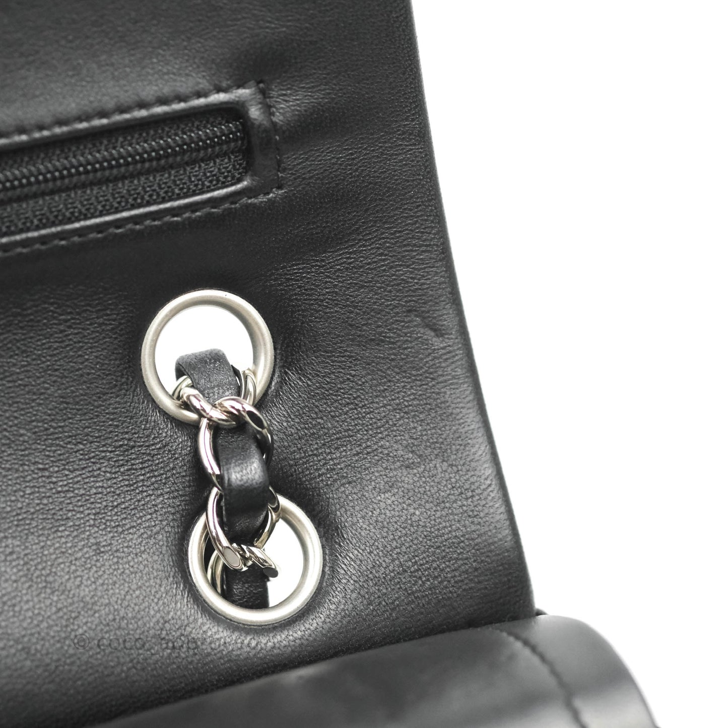 Chanel Classic M/L Medium Flap Quilted Black Lambskin Silver Hardware
