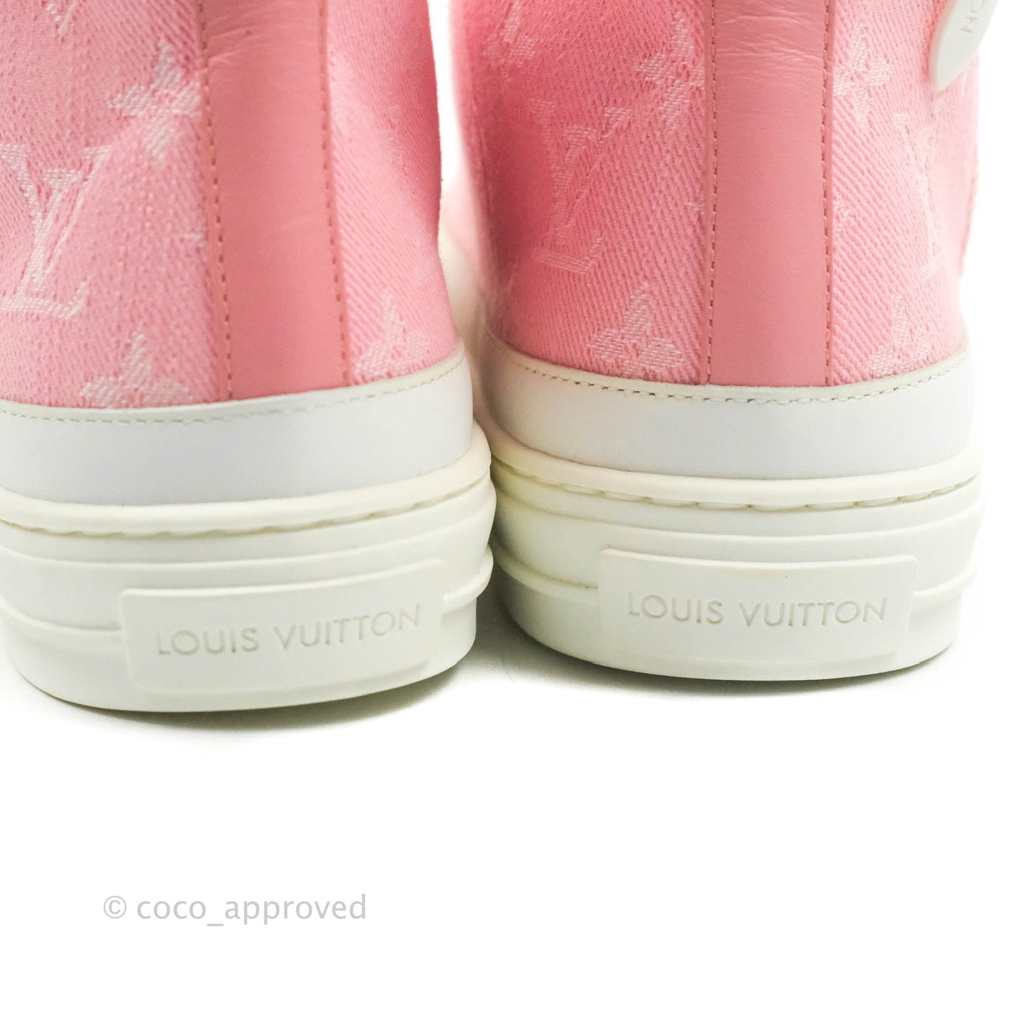 Louis Vuitton Denim Pink High Top Sneakers 36.5