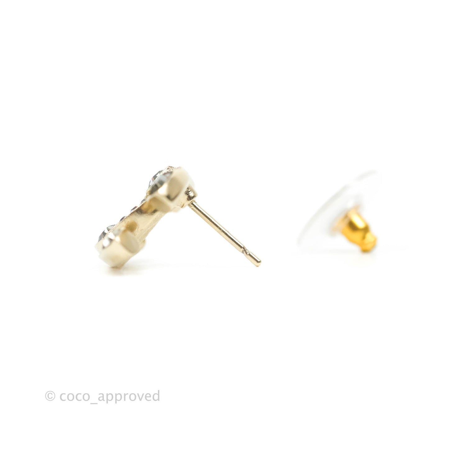 Chanel CC Crystal Earrings Gold Tone 19A