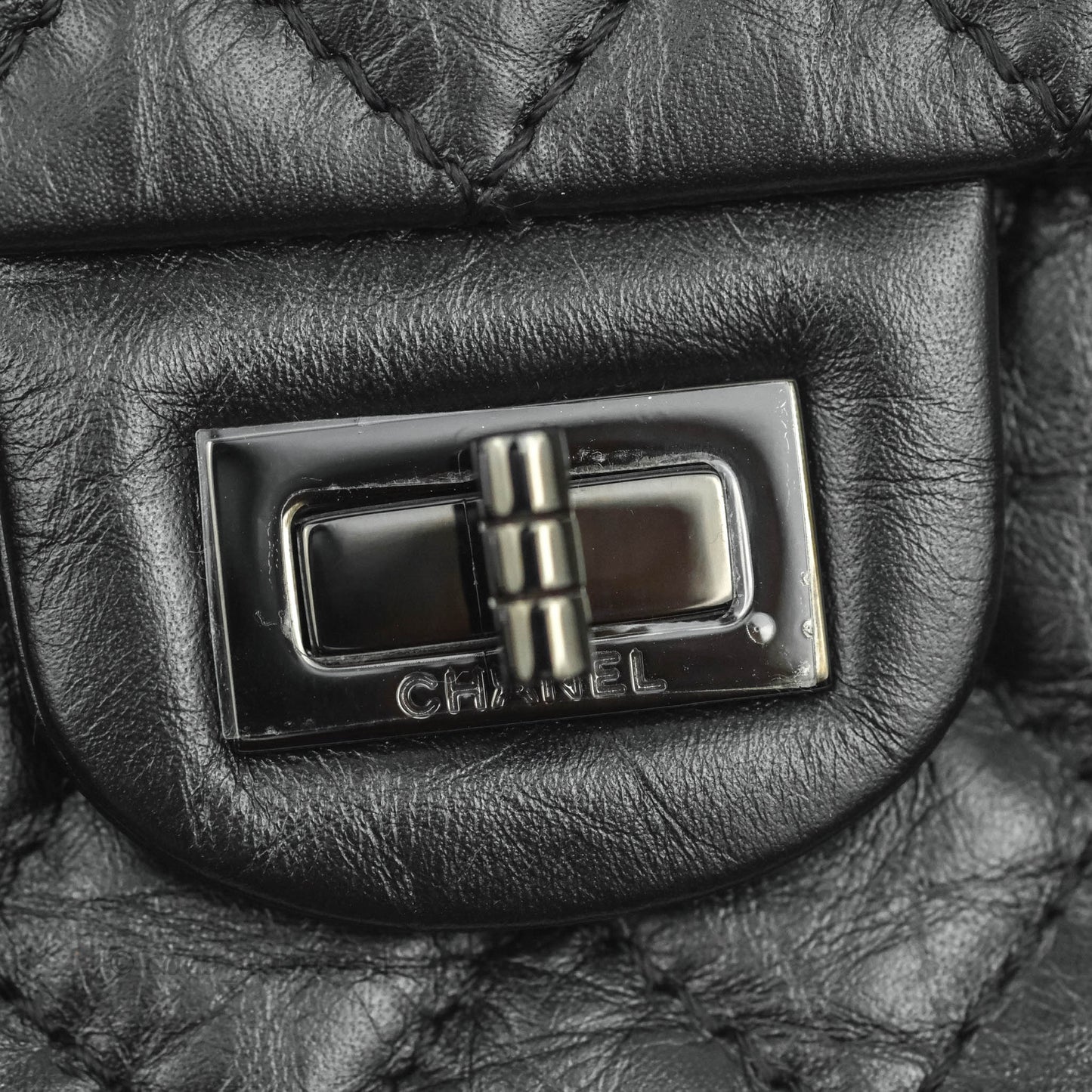 Chanel Mini Reissue 224 So Black Quilted Aged Calfskin Black Hardware