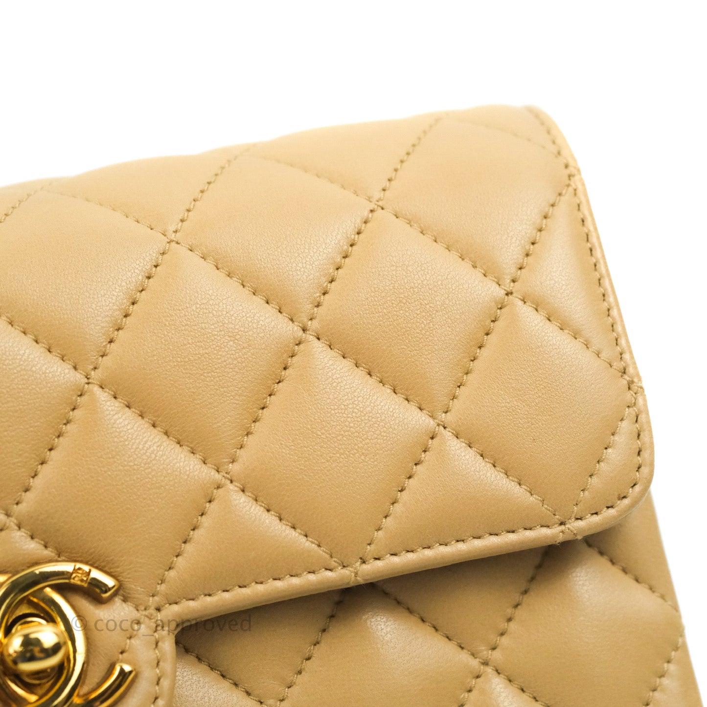 Chanel Vintage Mini Square Beige Lambskin 24K Gold Hardware