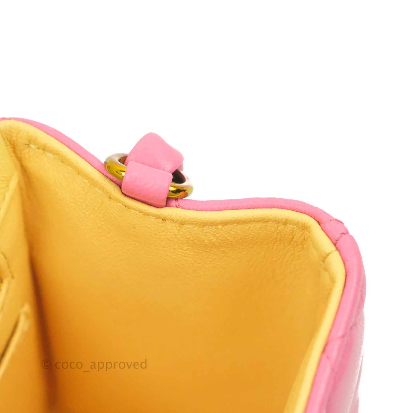 Chanel Mini Rectangular Pink Lambskin Rainbow Hardware
