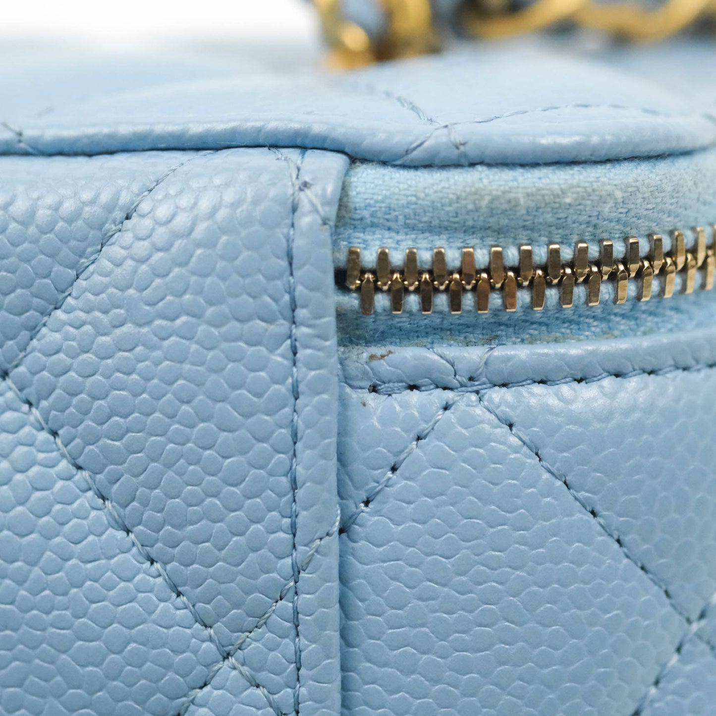 Chanel Vanity Rectangular with Top Handle Pick Me Up Blue Caviar Aged Gold Hardware 22S