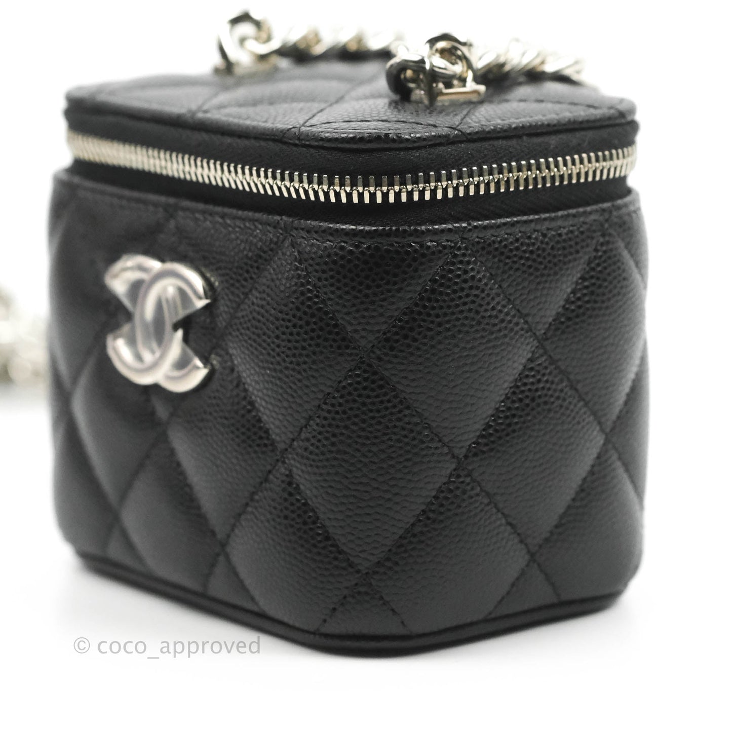 Chanel Mini Vanity With Coco Chain Black Caviar Silver Hardware
