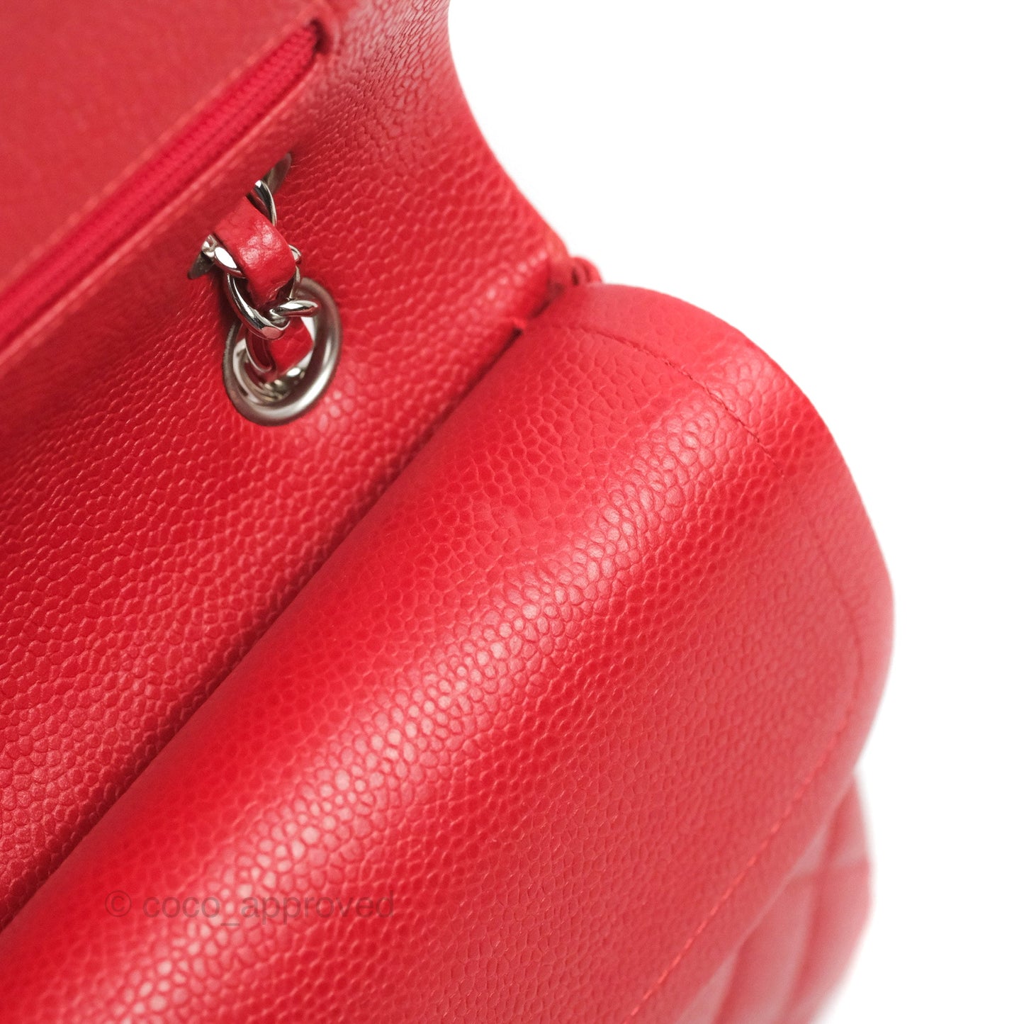 Chanel Classic M/L Medium Flap Quilted Red Caviar Silver Hardware