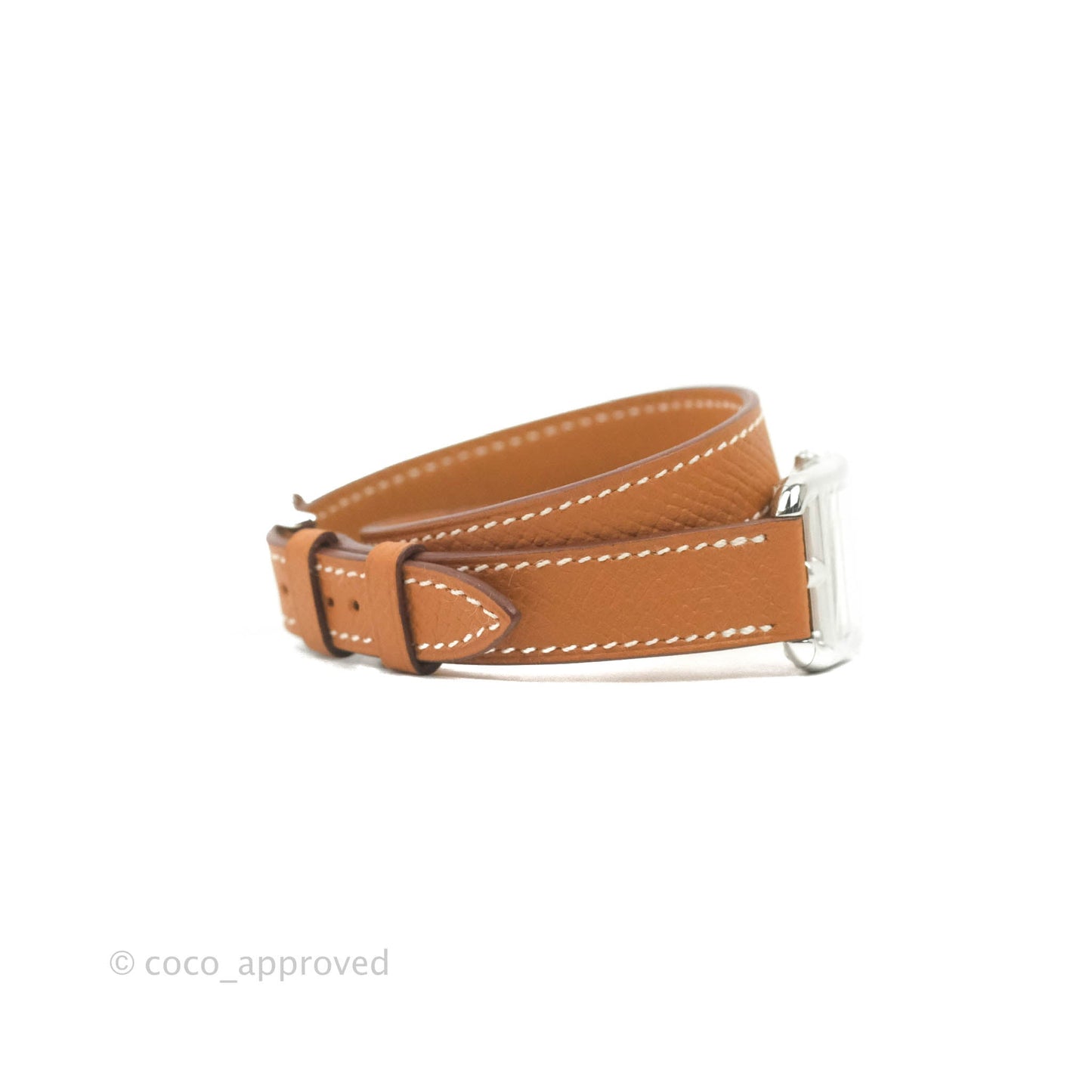 Hermès Cape Cod Steel Watch in Gold Calfskin Strap