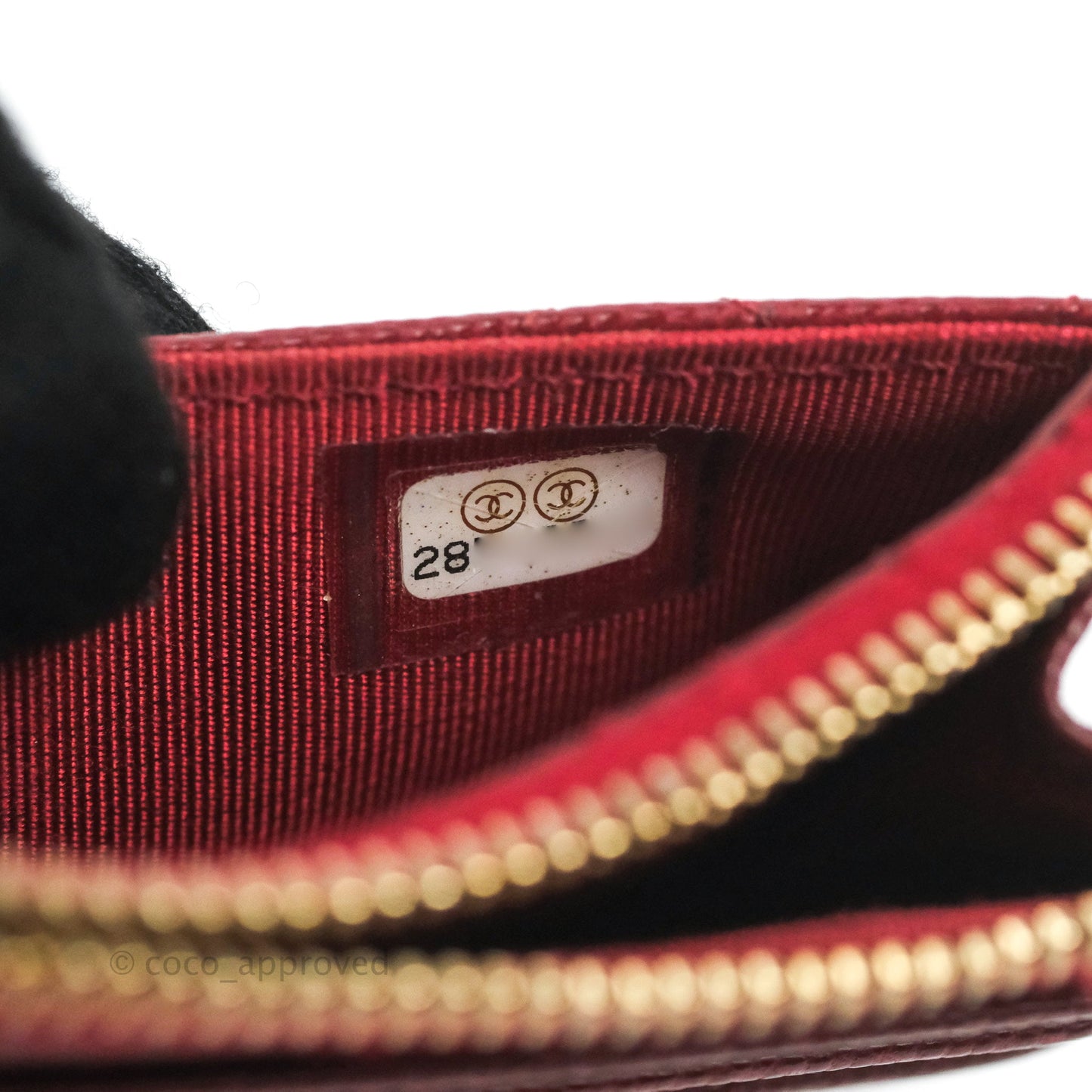 Chanel Quilted CC Zipped Card Holder Red Caviar Gold Hardware