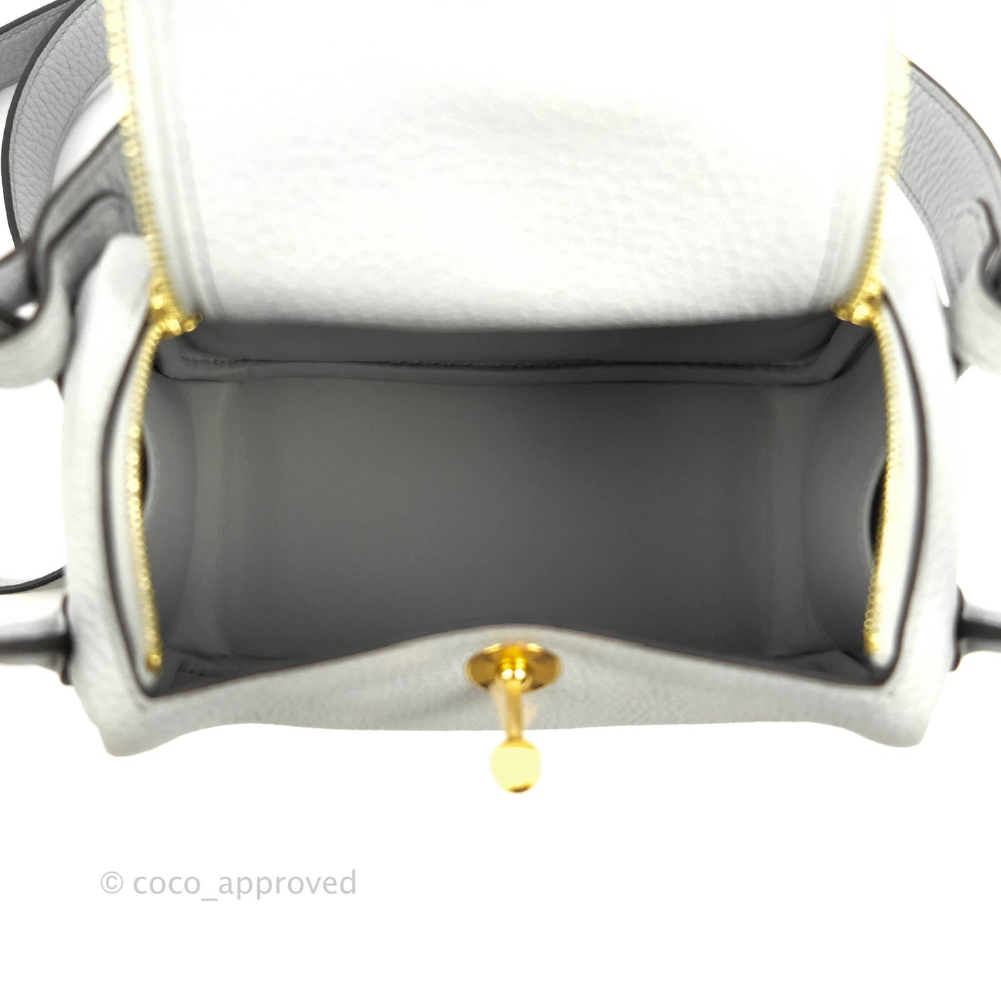 Hermès Mini Lindy 20 Blue Pale Clemence Gold Hardware