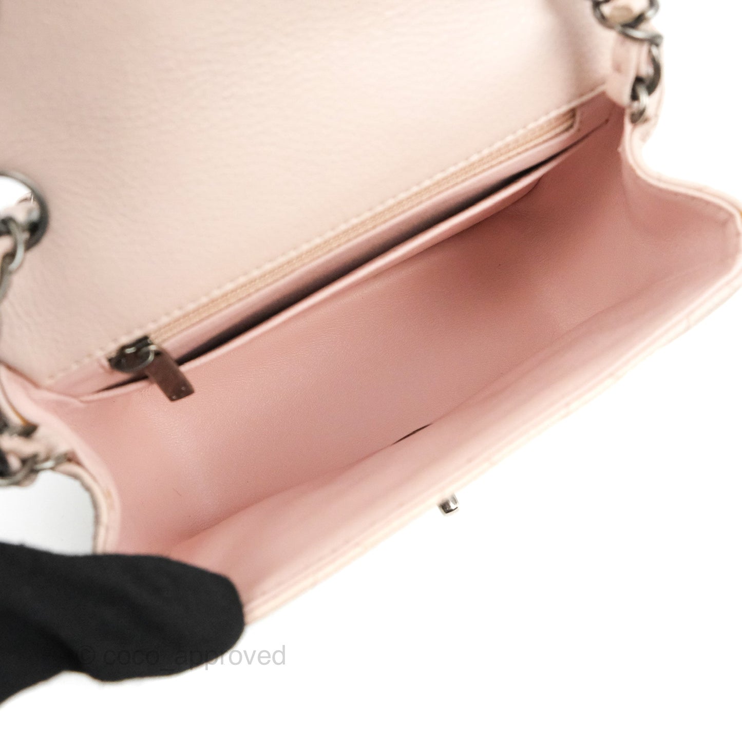 Chanel Quilted Mini Square Sakura Pink Caviar Ruthenium Hardware