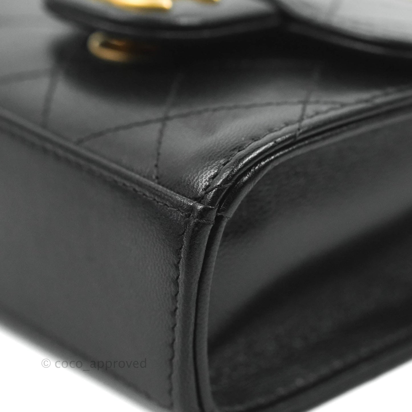 Chanel Mini Chic Pearls Flap Black Goatskin Gold Hardware