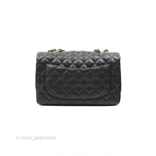 Chanel Jumbo Single Flap Black Caviar Gold Hardware