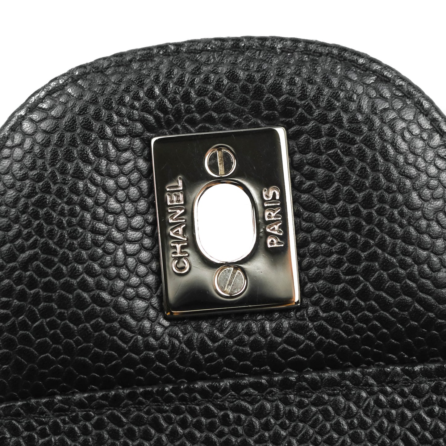 Chanel Classic Quilted Jumbo Double Flap Black Caviar Silver Hardware⁣⁣