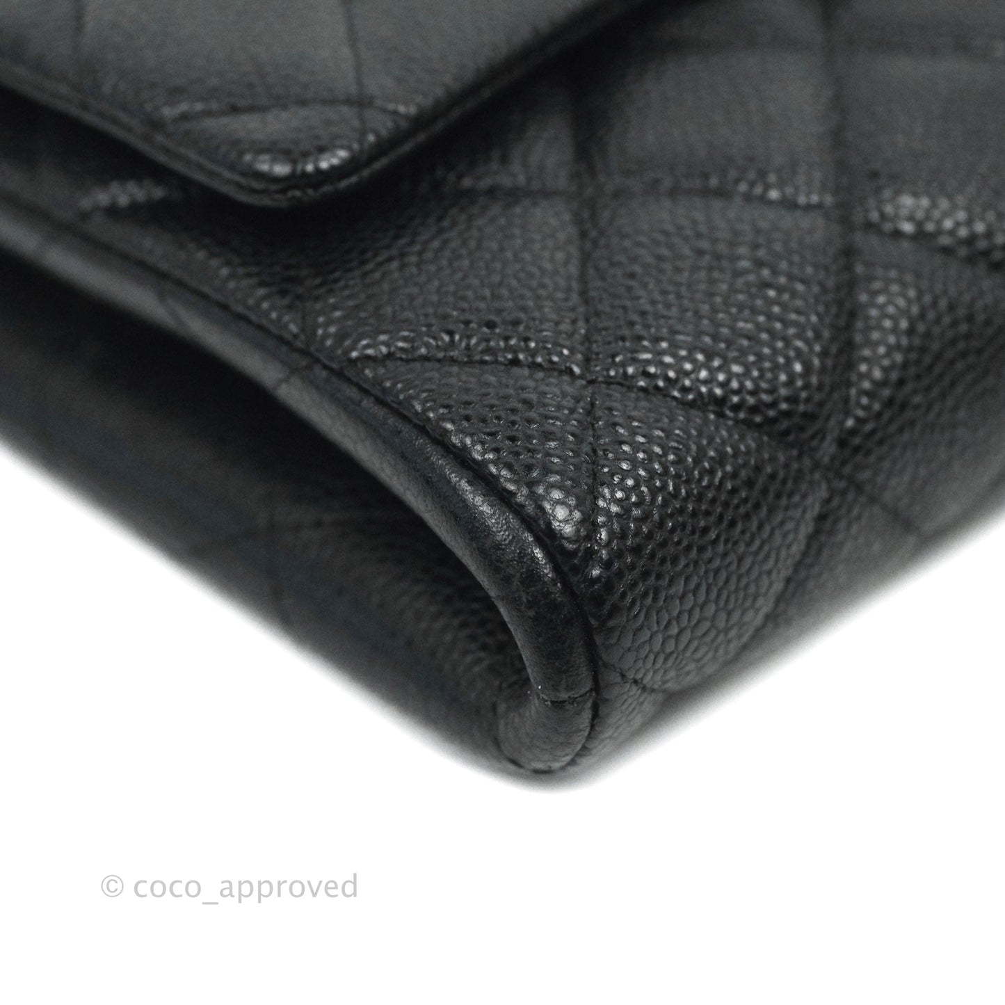 Chanel Quilted Clutch with Chain Black Caviar Silver Hardware