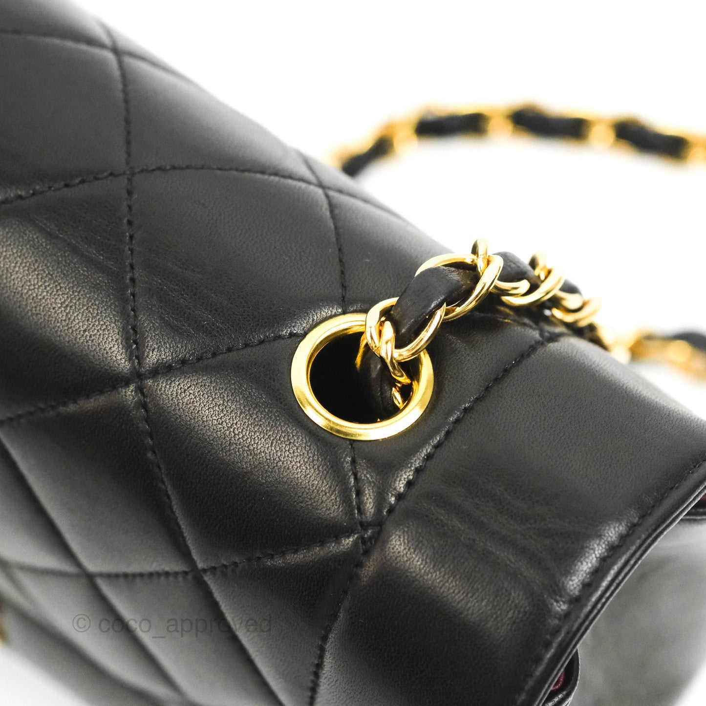 Chanel Vintage Small Quilted Classic Diana Flap Bag Black Lambskin 24K Gold Hardware