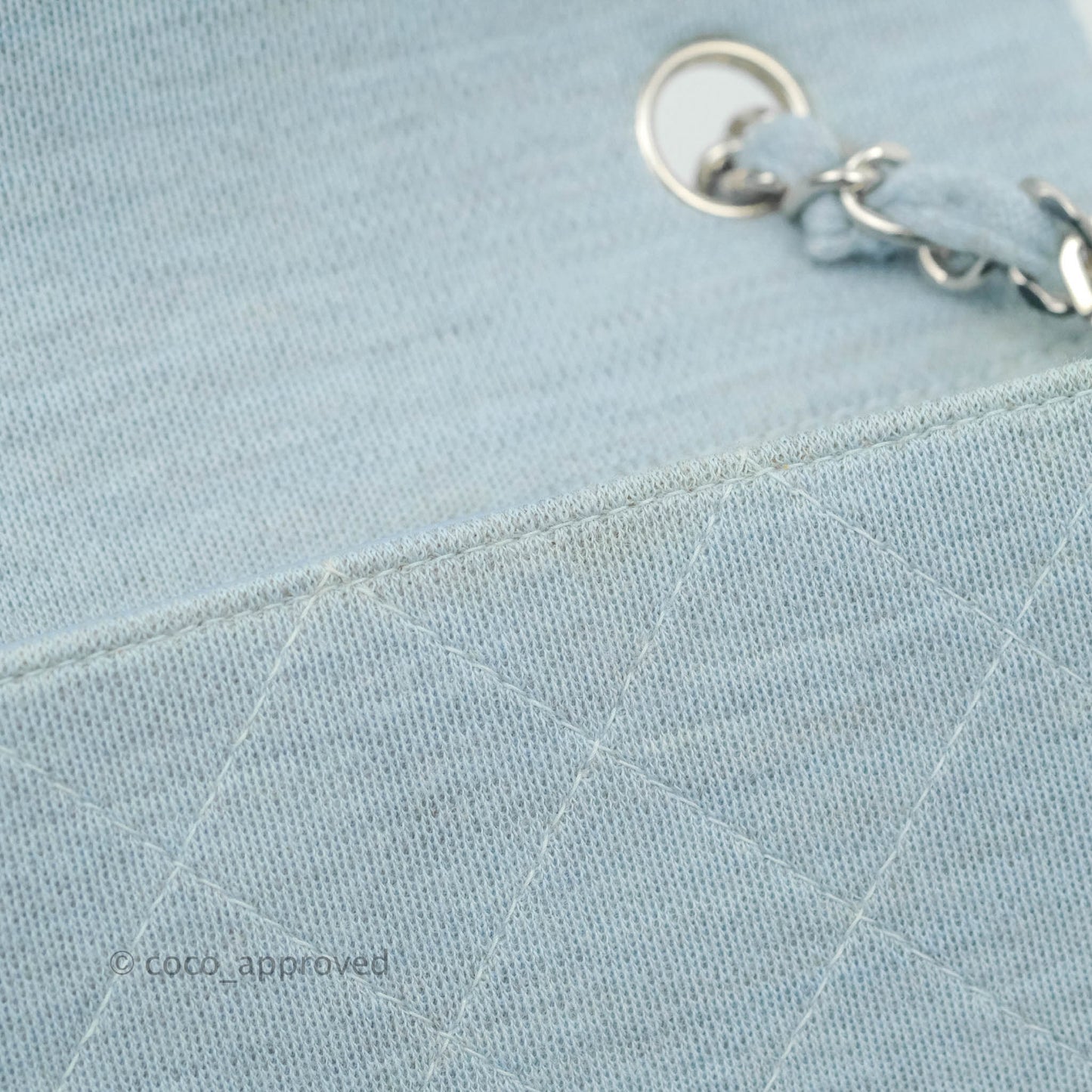 Chanel Jersey Quilted Medium Flap Light Blue Silver Hardware