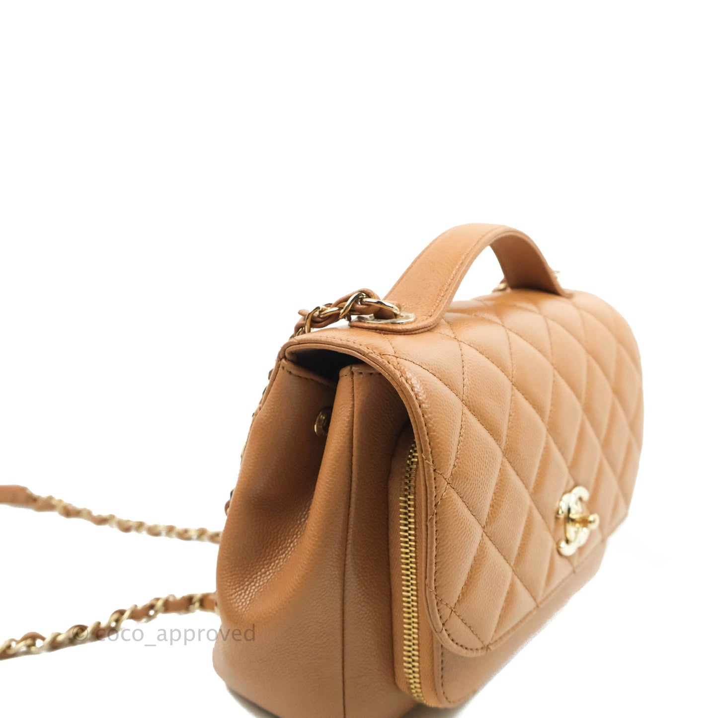Chanel Quilted Medium Business Affinity Flap Caramel Caviar Gold Hardware 21P