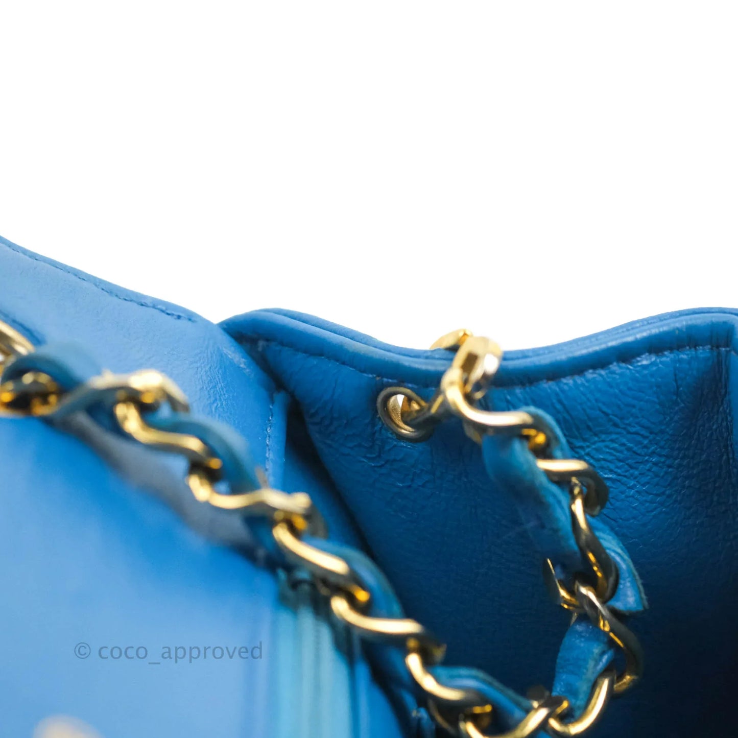 Chanel Vintage Trapezoid Flap Bag Blue Lambskin 24K Gold Hardware